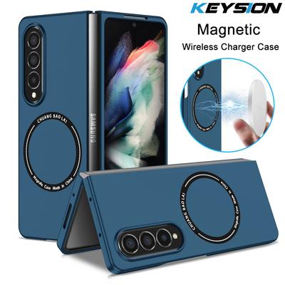 KEYSION Magnetinis belaidžio įkrovimo dėklas, skirtas Samsung Galaxy Z Fold 4 3 5G PC, atsparus smūgiams telefono galinis dangtelis, skirtas Galaxy Z Fold 3 4 5G