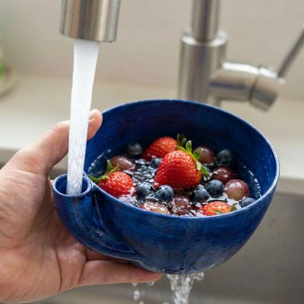 3D Printed Swirl Berry Washing Drain Bowl Large Capacity Berry Strainer Basket Food Preparation