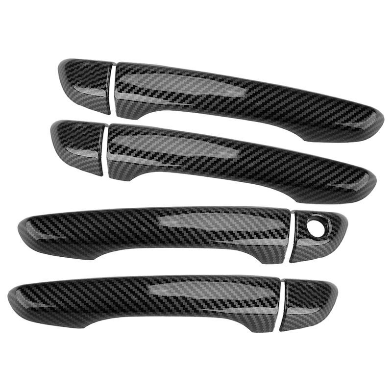 1 Set Car Exterior Door Handle Cover Trim Fit for Hyundai Elantra 2017- Carbon Fiber Style ABS