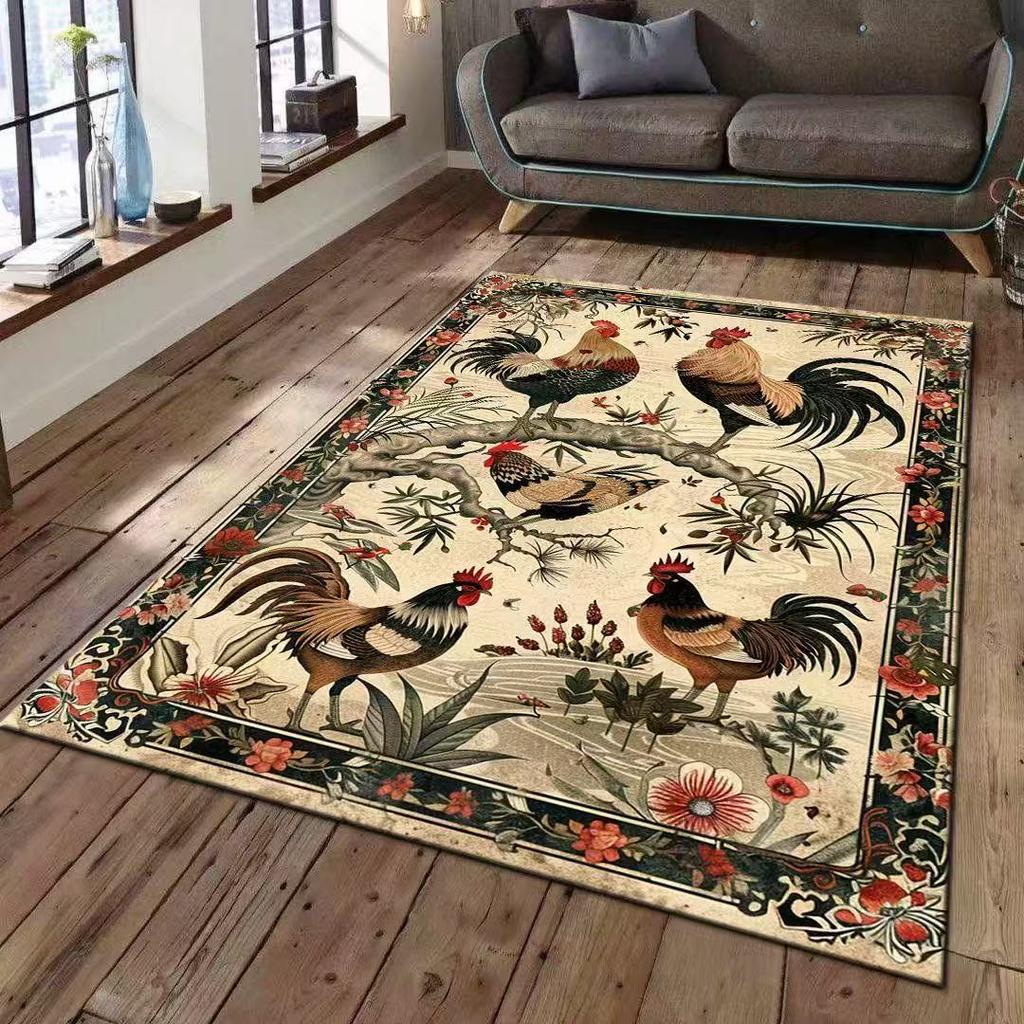 Китайський Традиційний Візерунок Півня та Півонії Квітковий Килим Нековзний Килимок для Вітальні Домашній Декор Східний Декор