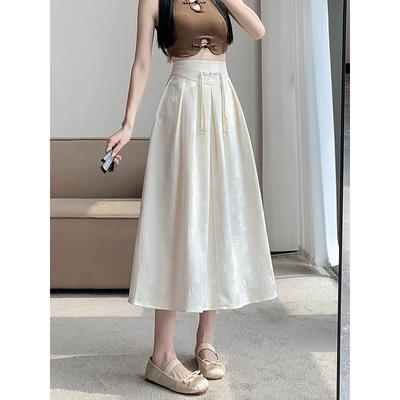 Women's Black High Waisted A-line Midi Skirt Casual Flowy Pleated Skirt