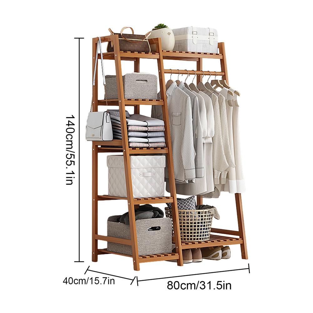 Floor Garment Rack Home Standing Clothes Shelf with Multi Layers Multi-Function Laundry Organizing Rack for Living Room Bedroom