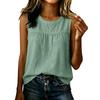 Women Sleeveless Linen Cotton Tank Top Casual Summer Blouse Lightweight Breathable Relaxed Fit Vest Shirt