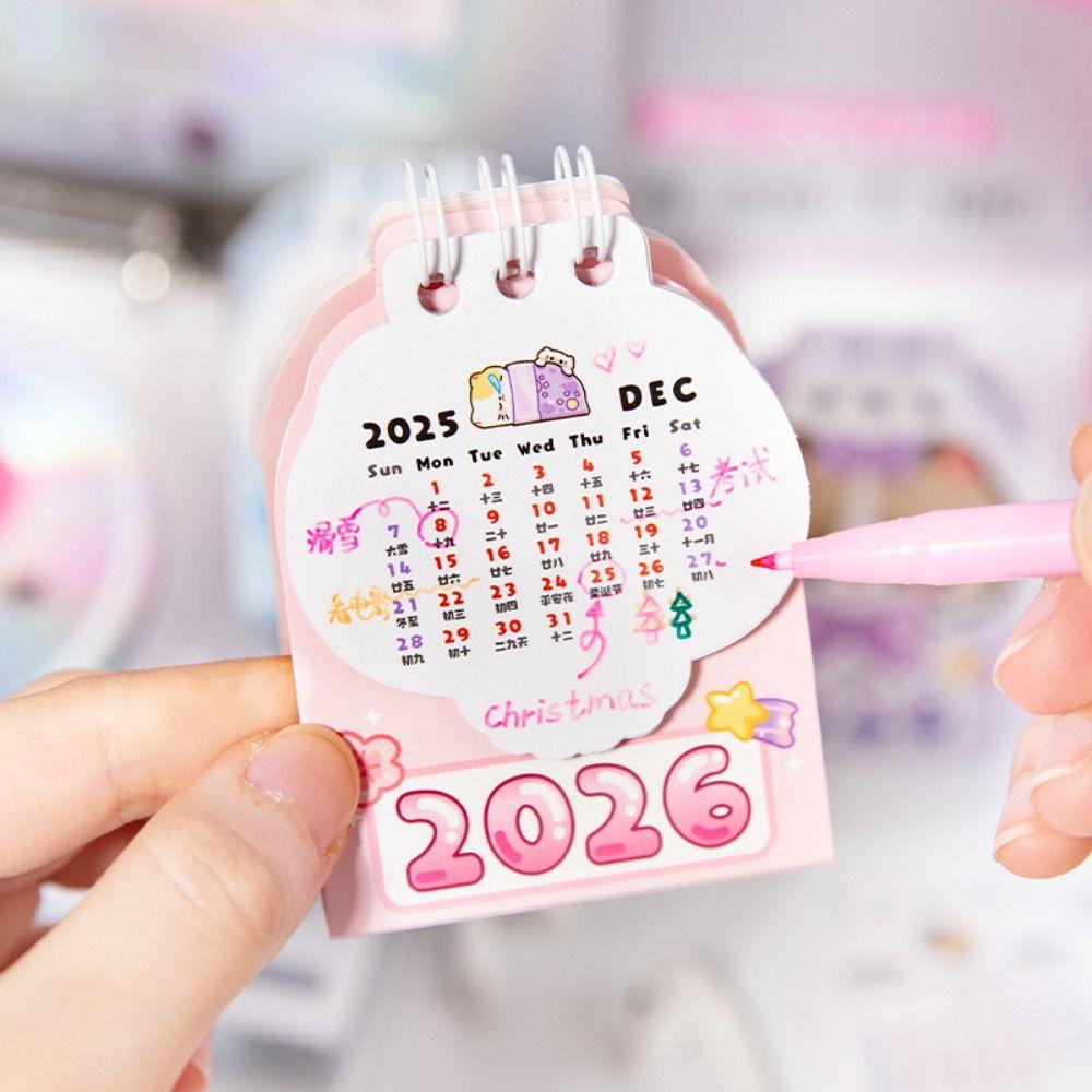 Cartoon Cat 2026 Desk Calendar Portable Daily Planner New Coil Calendar  Office Desk Accessories