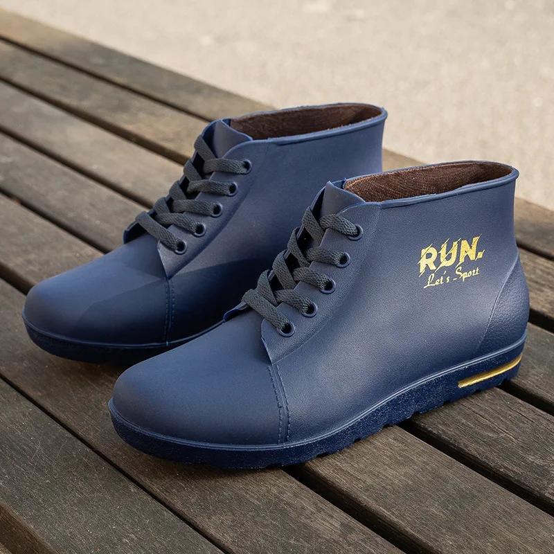 Men Rain Boots Waterproof Shoes Fishing Husband  Man Work Garden Rubber Boot Oil-proof Non-slip Kitchen Shoes Footwear2024