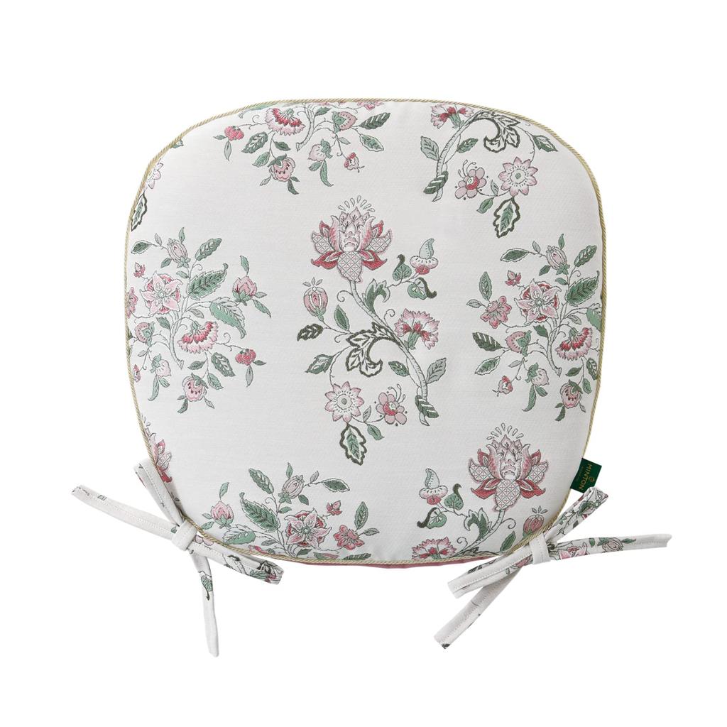 Kawashima Selkon Minton Dining Seat Cushion Haddon Hall Pink 45 X 43cm LN1220 with Drawstring