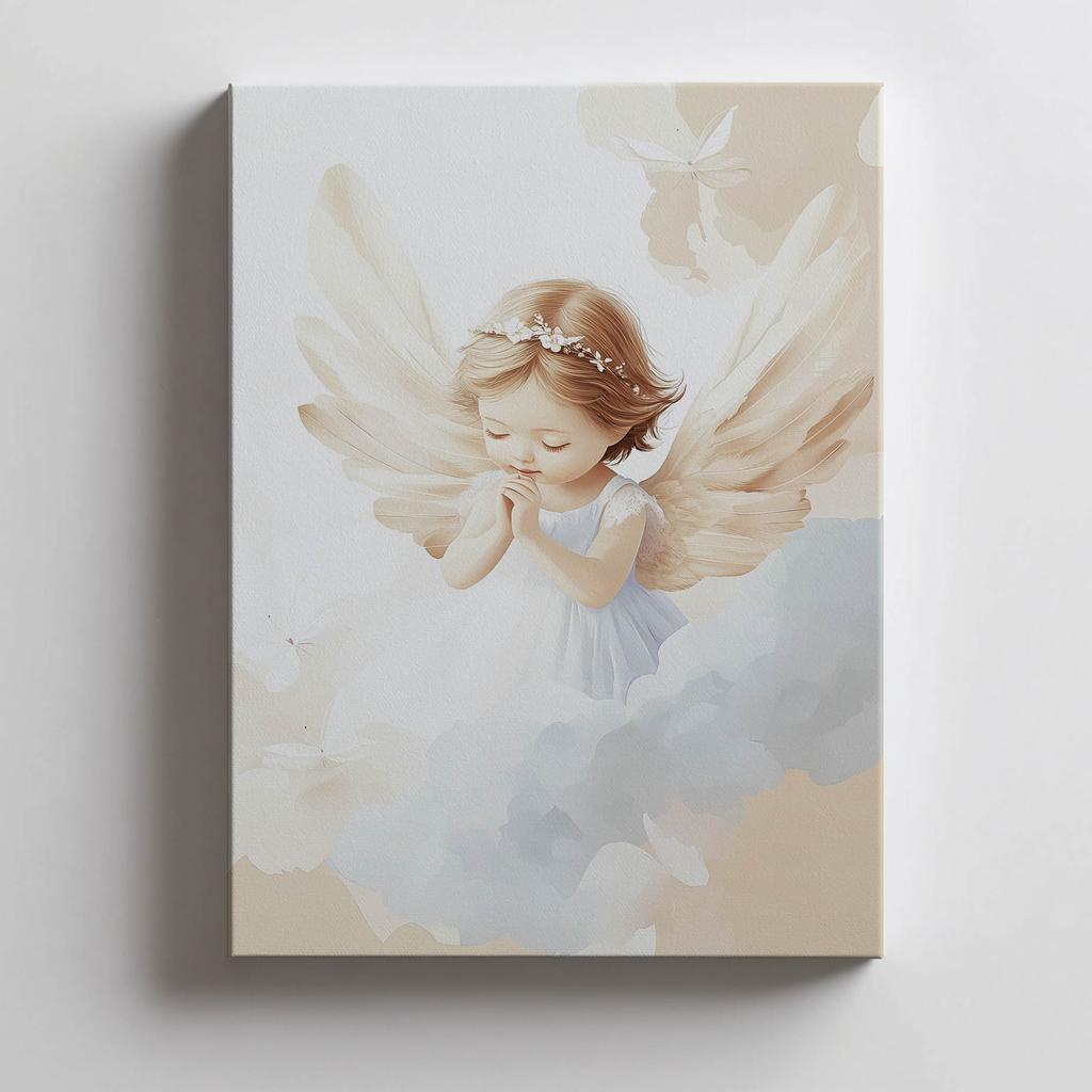 Angel In the Clouds Poster Angel In the Clouds Poster, 30X40 Cm, Dark Brown Wooden Frame, 230 Gsm Matte Paper