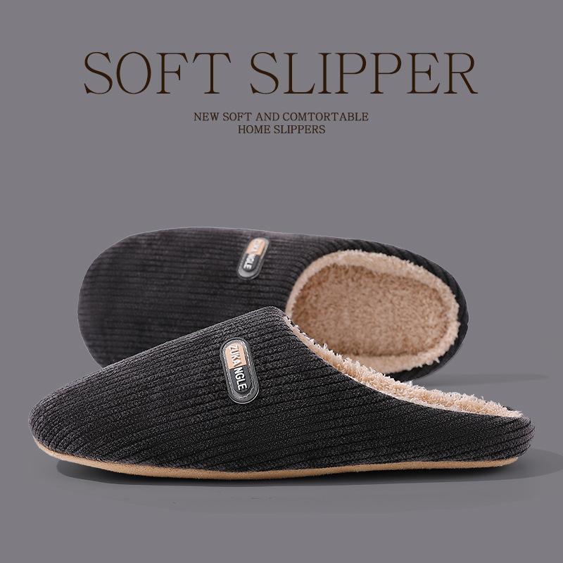 

Хлопковые тапочки женские зимние нескользящая подошва новые домашние флисовые теплые тапочки мужские 44-45 чёрный