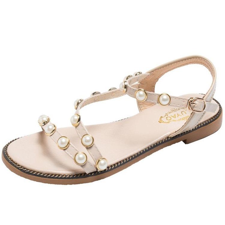 

Fashion Pearl With Low Heels Sandals for Women Outdoor Open Toe Beach Woman Shoes Cheap Liquidation Comfort Pvc Casual 2025 Luxury Shoe 35