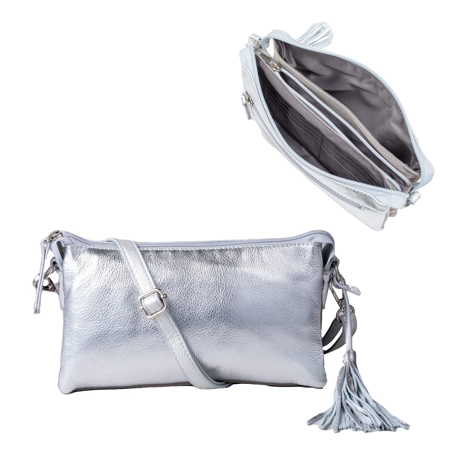 

BAG since QUAY Wallet Shoulder Wallet Pochette Wallet Bag Genuine Leather Wallet Pouch Cowhide Imai Bag [IMAI 1977] Women s (99366 Silver) срібний