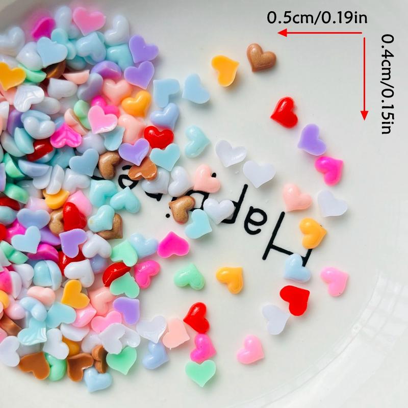 200 Pcs New Mini Resin Cartoon Macaron Color Peach Heart Diy Flatback Ornament Jewelry Making Manicure Hairwear Accessories A42