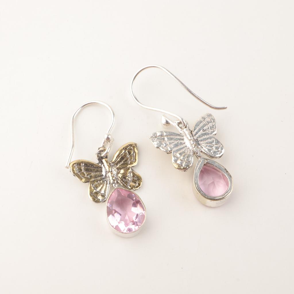 Morganite Gemstone 925 Sterling Silver Jewelry Handmade Stylish Earrings 1.3" EE-155-10