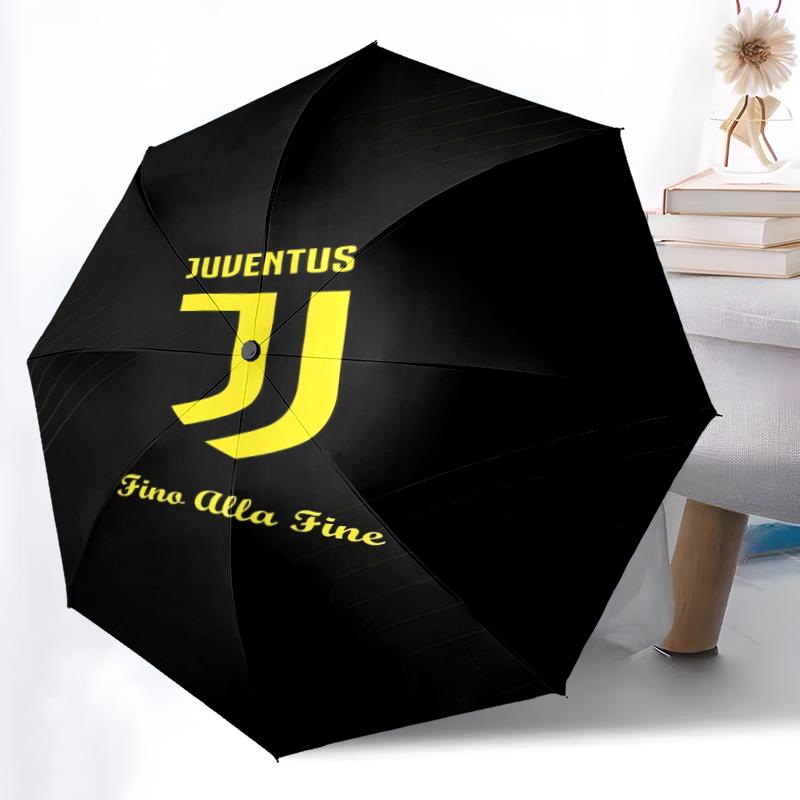 1 Stück Robuster Automatikschirm mit 8 Speichen, Juventus Fußballclub Schirm, Digitaldruck, Faltbarer Schirm für Unterwegs im Freien
