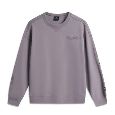 Li Ning Wade Series Eenvoudige Letter Veelzijdig Ronde Hals Drop Shoulder Losse Pullover Sweatshirt Heren sweatshirt AWDV257-7
