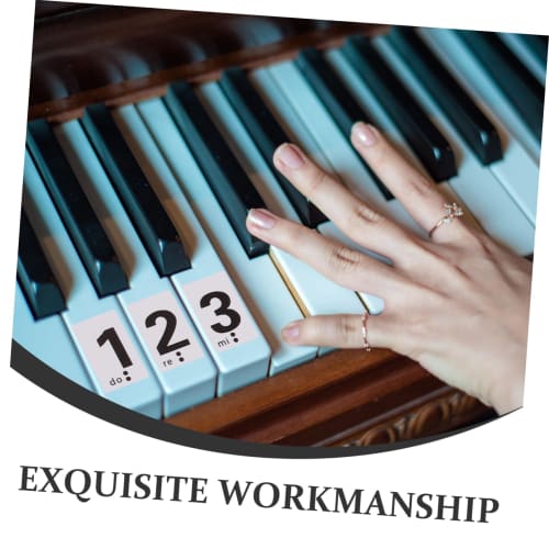 Hoement Removable Piano Keyboard Note Label Set, 88-Key Piano Key Stickers, Learning Piano Stickers with Notes and Numbers