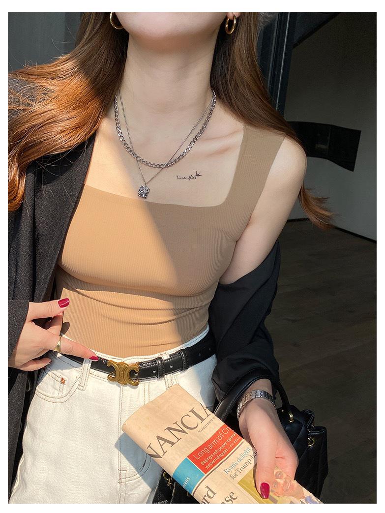 

Women s Seamless Silk Vest: Versatile Sleeveless Top & Built-In Bra One Size (fits 80-135 jin) хаки