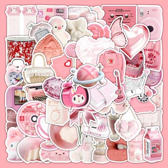 50 Adesivi Estetici Rosa A Forma Di Cuore, Vinile Impermeabile, Per Scrapbooking, Laptop, Bottiglie, Ragazze