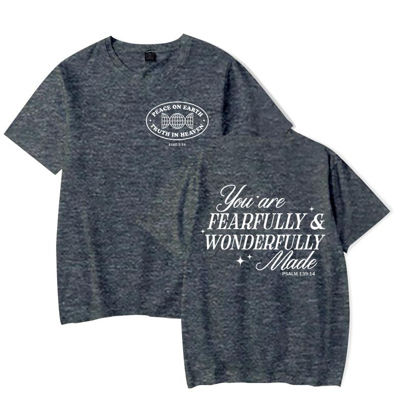 Gift for Christian Tshirt You Are Fearfully Wonderfully Made Graphic T Shirts Women Funny Religious Christian Faith Tee Shirt