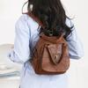 Multifunctional Shoulder Bag Women's Soft Leather Backpack Solid Color Shoulder Bag