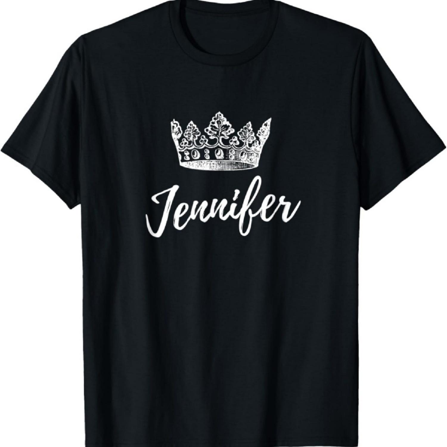 Имя Jennifer Текстовая одежда Корона Белый текст Футболка S