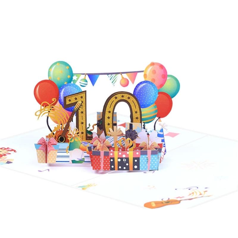 

3D Happy Birthday Ages Number Greetings Card Surprise Present Blessing Supplies