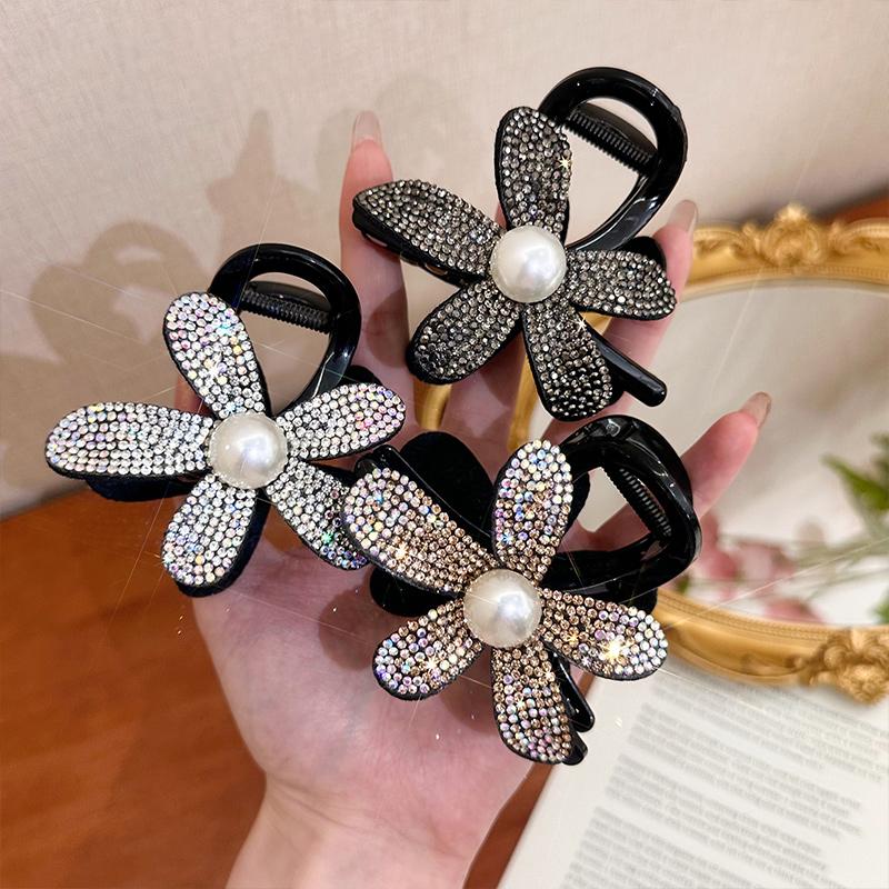 Strass Kristall Blume Haarspange Groß Größe Floral Geometrisch Hai-Klammer Süß Elegant Damen Haaraccessoires