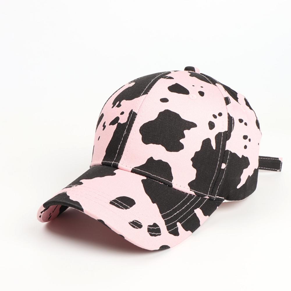 Een Niche Instagram- Schakering Koeienprint Baseballpet Met 4 Opties. Comfortabel en Geschikt voor Uw Gezichtsvorm. One Size white