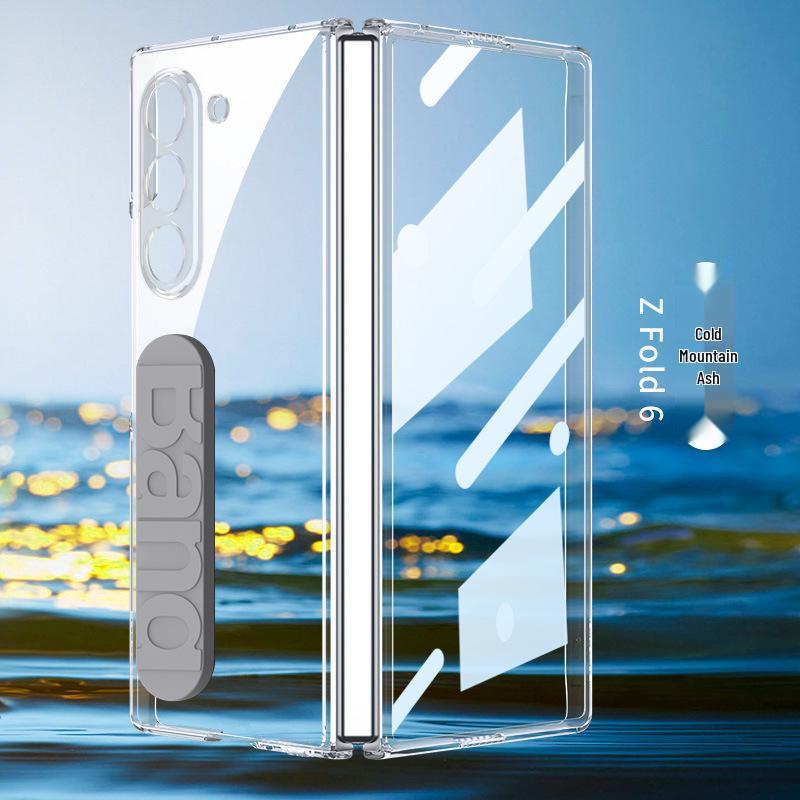 Samsung Z Fold7 Drop-Proof Transparent Silicone Phone Case with Elastic Wristband
