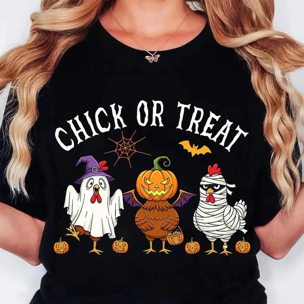 Cluck Yeah Its Halloween T Shirts Streetwear Funny Chicken Halloween Shirt Women Stylish Harajuku Unisex Tops