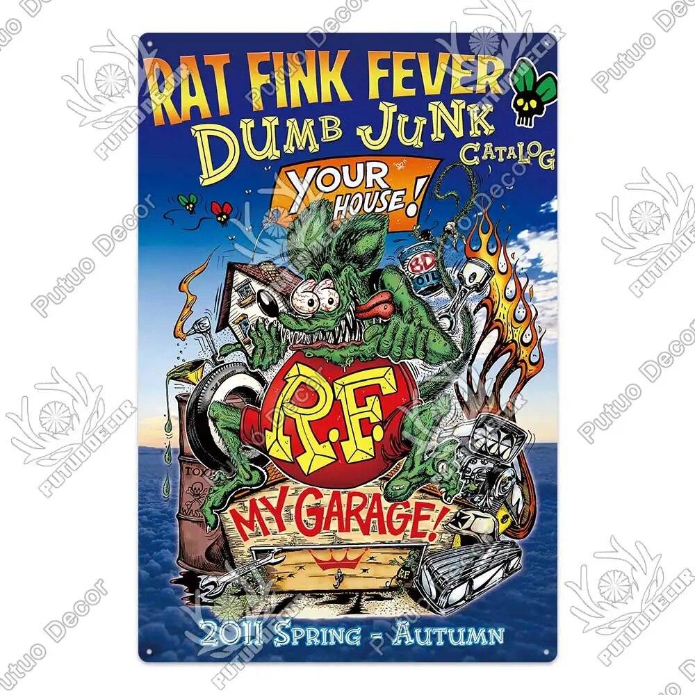 Putuo Decor Rat Fink Modified Car Culture Vintage Metal Tin Sign Decorative Plate for Garage Man Cave Bar Pub Club Decoration