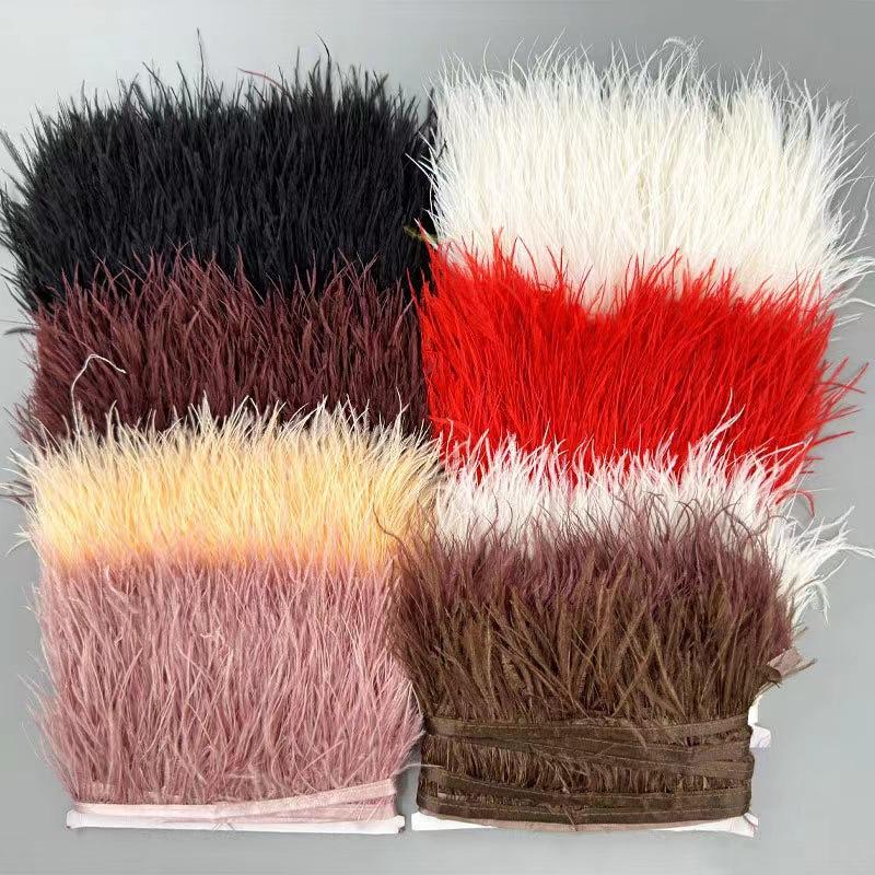 8-10 Ostrich Feather Cloth Edge Colorful Ostrich Hair Dress Performance Accessories Diy Decorative Material Feather Cloth Edge