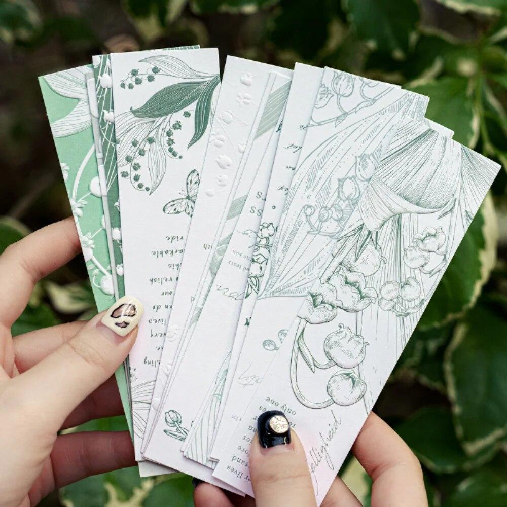 20pcs/Box Relief Flowers Bookmark Fresh Literature and Art Style Journal Decoration Reading Bookmarks Stationery