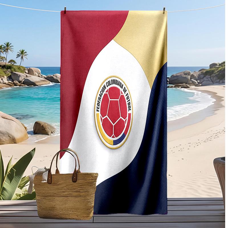 Asciugamano da Spiaggia Stampa Calcio Colombia Asciugatura Rapida Super Assorbente Morbido Asciugamano da Bagno per Nuoto Spiaggia Viaggio Souvenir Regalo