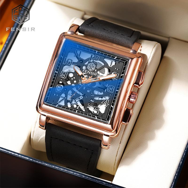 Cross-border Fenshi Men's square Dial Quartz Watch, Fashionable Mechanical Dial Business Fenshi Quartz Men's Watch Export