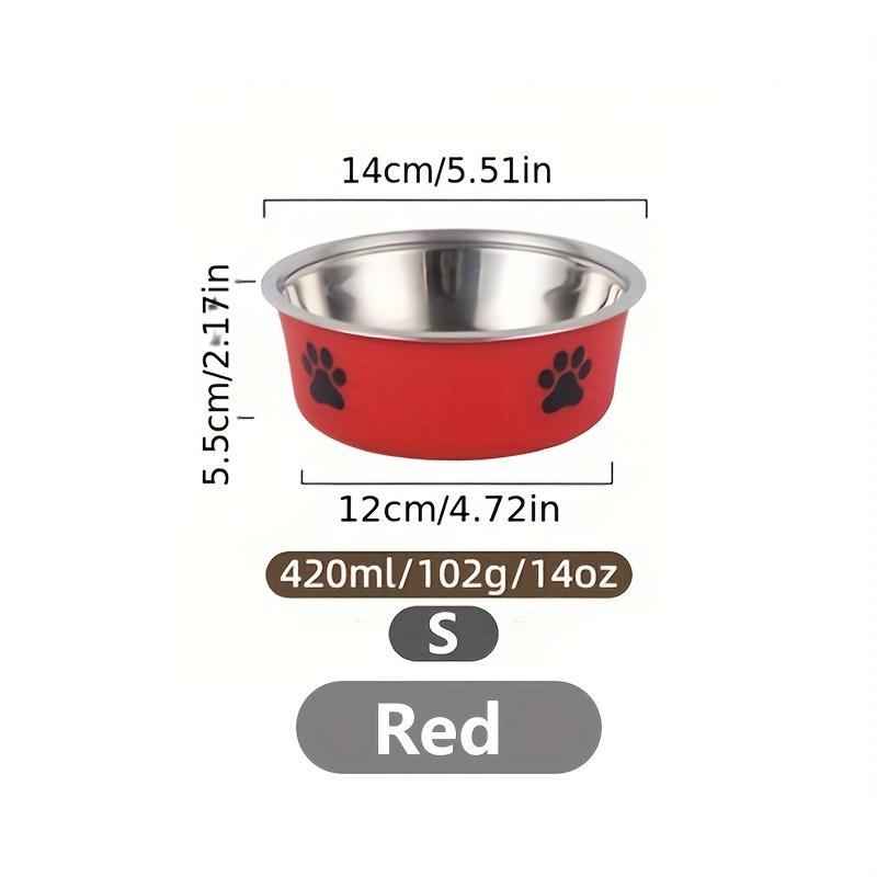 1pc Durable Stainless Steel Pet Bowl Anti Slip, Easy To Clean, Cute Paw Print Dog Bowl Perfect For Food & Water