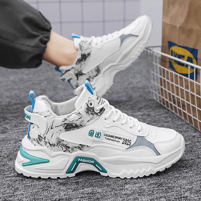 Nowe męskie oddychające sportowe buty z siateczki antypoślizgowe buty dla taty z okrągłym noskiem wszechstronne podwyższone do biegania modny sportowy styl