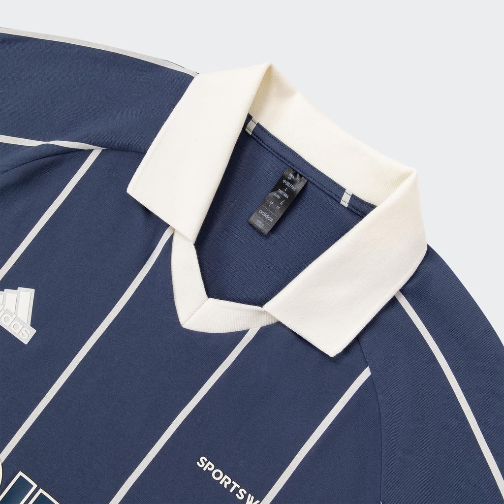 Adidas Striped Short Sleeve Polo Shirt Men Tops Ink-Blue Han-Jade-White JC5745