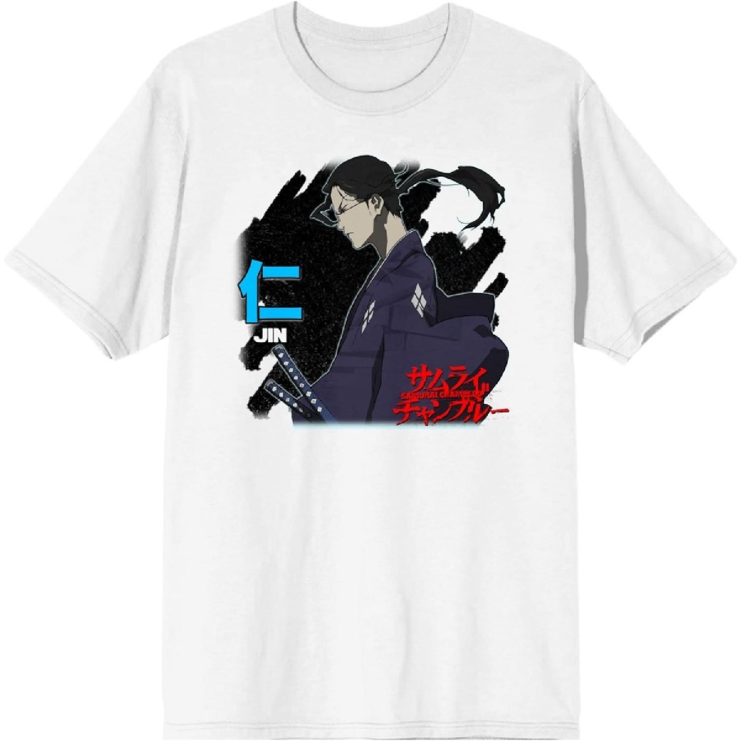 Мужская белая футболка Samurai Champloo Jin, Кандзи, Красный логотип XXXXXL белый