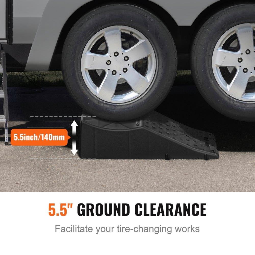 Low Profile Car Service Ramps, 10 Ton 5.5" Lift Heavy Duty Plastic Tire Ramp for Garage Vehicle Repair and Safe Lifting
