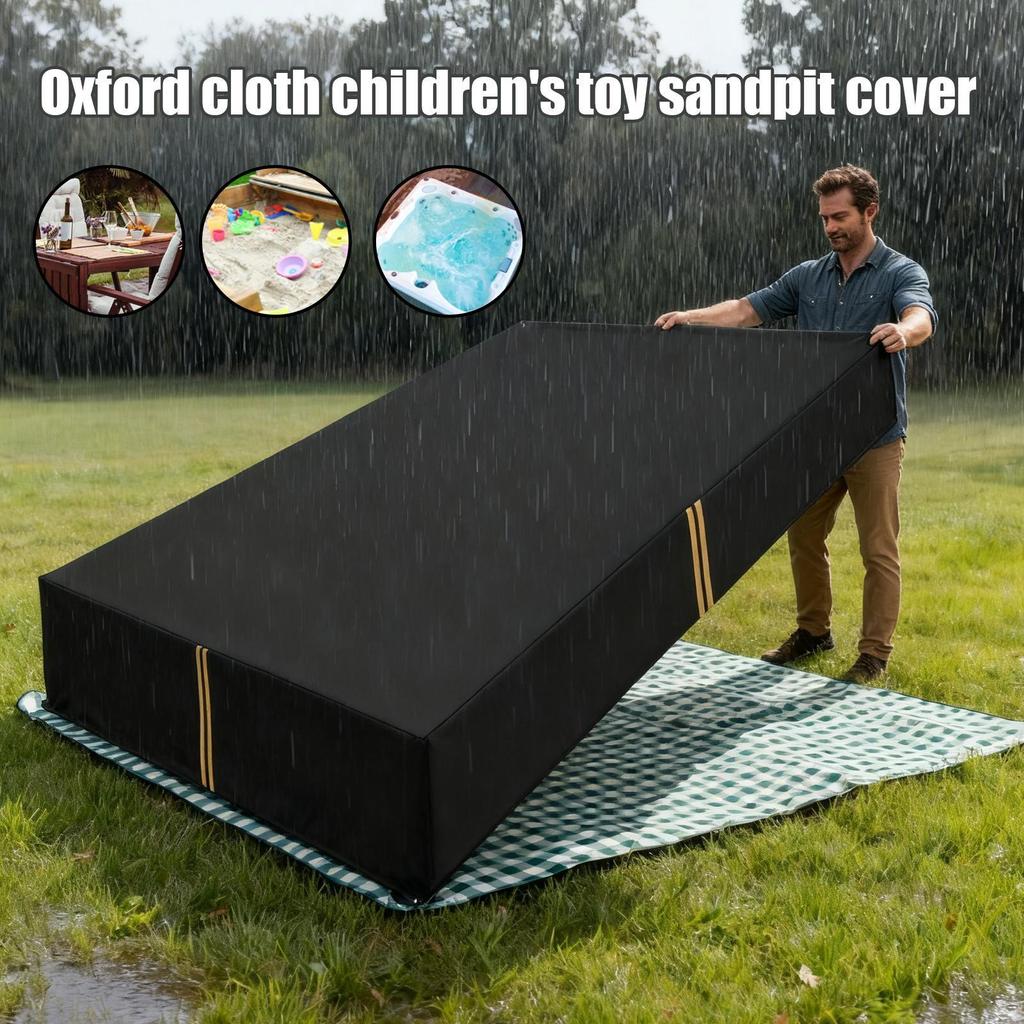 Sand Pit Cover 210D Oxford Cloth Waterproof Pit Protective Canopy Outdoor Garden Sand Box Cover For Patio Backyard Garden Yard