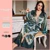 Europäische & Amerikanische Damen Plus Size Bedruckter Seidenähnlicher Langarm-Bademantel - Sexy Mode-Stil