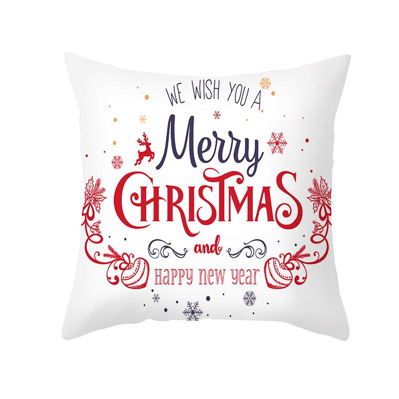Plaid Christmas Pillow Cover Letter Christmas Tree Sofa Cushion Cover Peach Skin Cushion Home