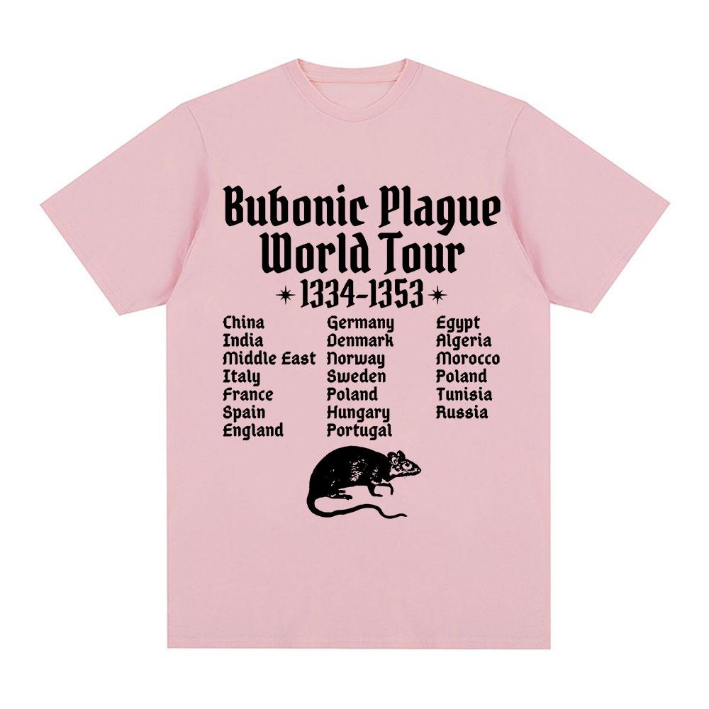 Bubonic Plague World Tour T-shirt Men Women Funny Mouse Rat Meme Gothic T Shirt Vintage Casual Oversized T Shirts Streetwear
