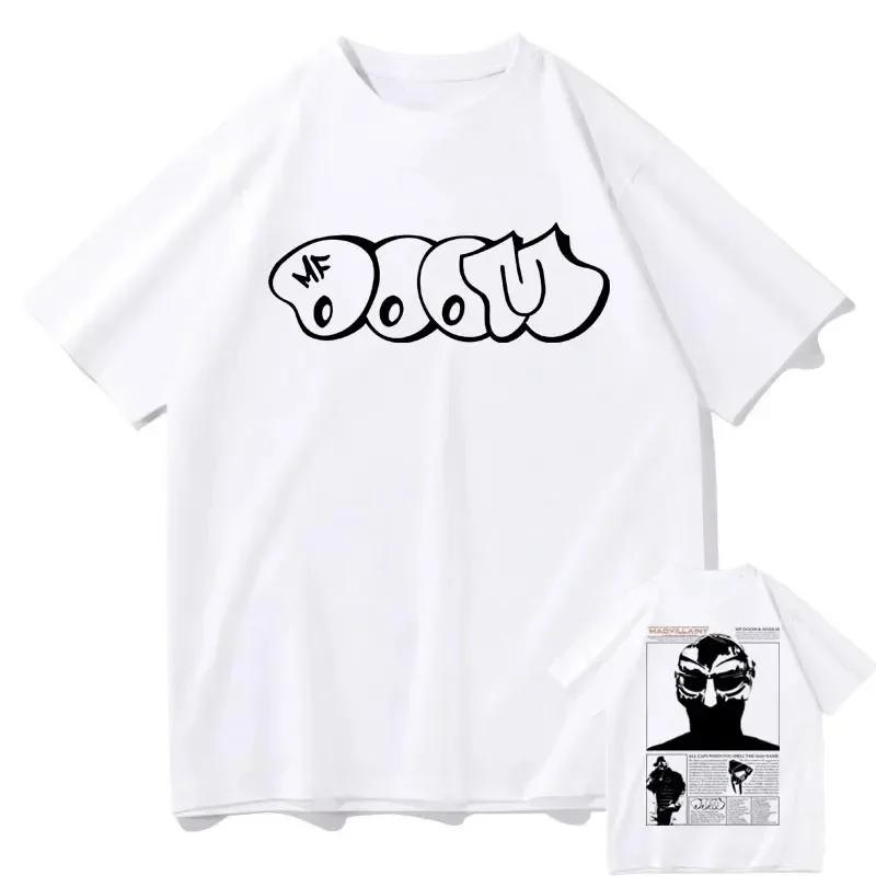 2024 Funny Men Tshits Singer Mf Doom Madlib Madvillain Double Sided Tops Male Hip Hop Clothing Casual Style Graphic T Shirts