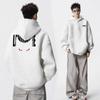 Men's Autumn American Brand Devil Cat Print Hoodie, Heavyweight & Trendy Stiff Sweatshirt, Cleanfit Base Layer.