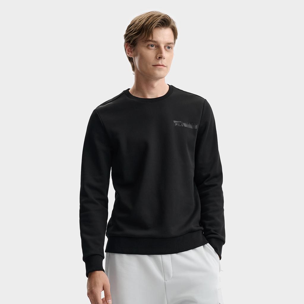 Fila White Fashion Simple Classic Texture Casual Versatile Fleece Warm Pullover Crewneck Sweatshirt Men Sweatshirt Black F11M543212FBK