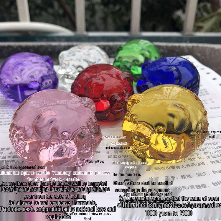 Yellow Crystal Wealth Pig Ornament - Living Room Decoration and Gift Mascot