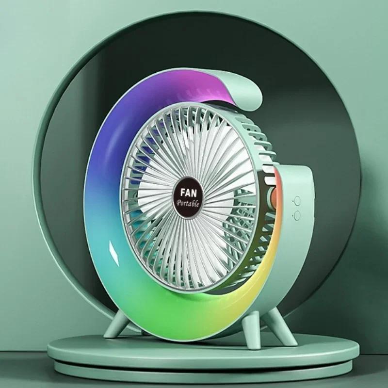 

USB Перезаряжаемый Вентилятор Портативный Вентилятор LED 7 Цветов Электрический Вентилятор Регулируемый Летний Вентилятор для Кемпинга 3 Скорости Вентилятор Циркуляция Воздуха Настольный Вентилятор Charging model зелёный