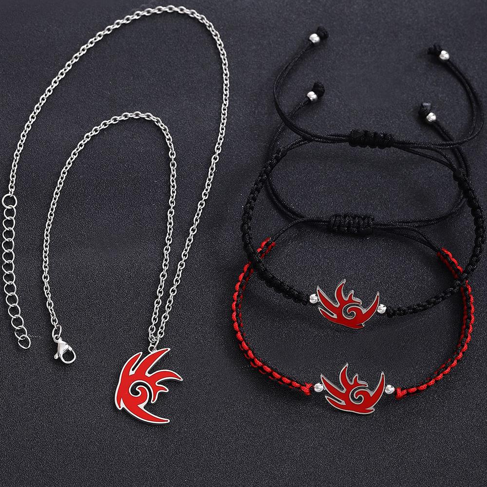 Anime Game Shadow Necklace Bracelets Pin Set for Men Women Stainless Steel Jewelry Charm Pendants Chain Accessories