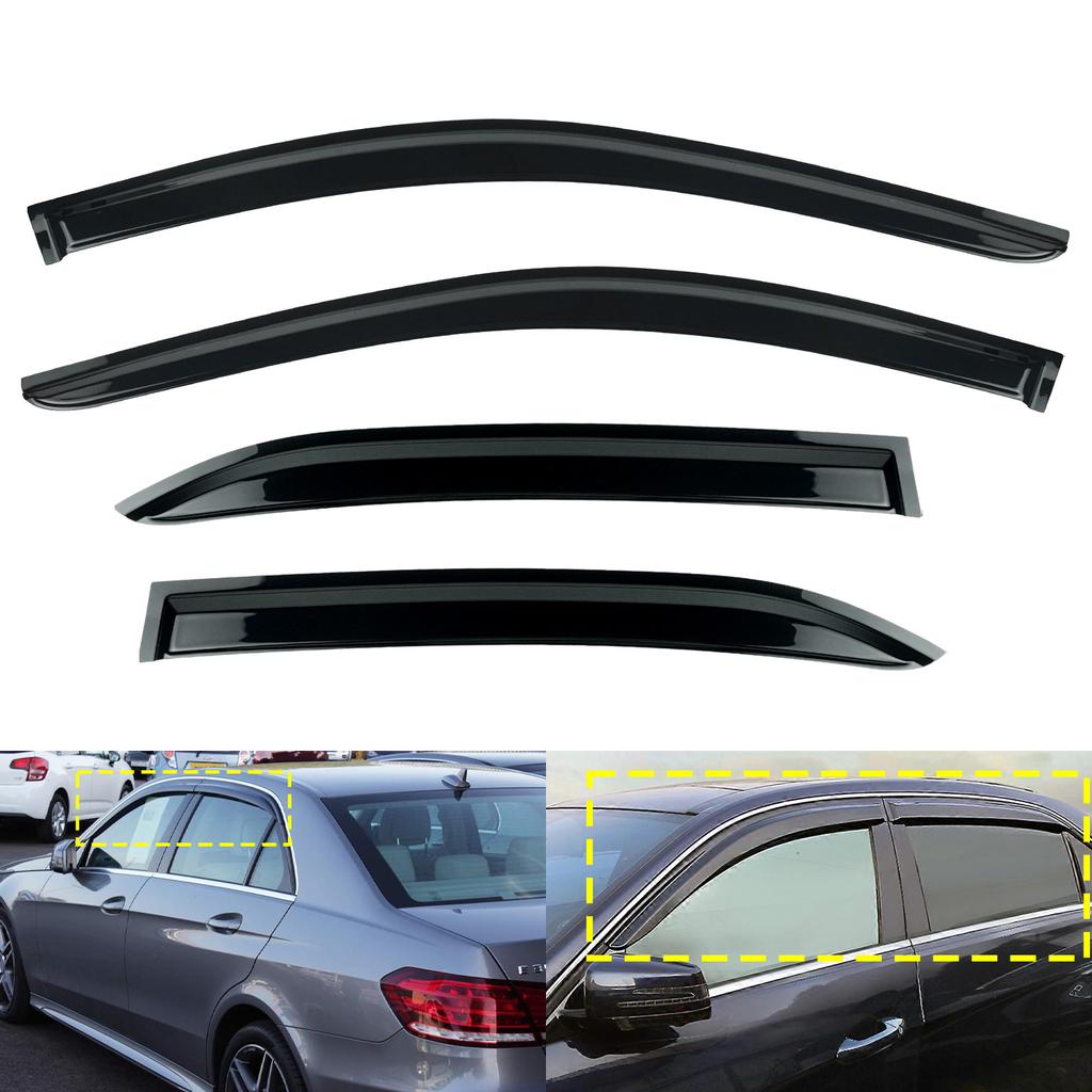 4pcs Black Auto Window Wind Rain Sun Deflectors Protector Guard Sheet For Mercedes-Benz E-Class Saloon W212